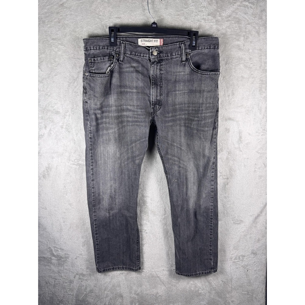Levis 505 Jeans Mens 36x30 Gray Straight Fit Charcoal Denim Pants Casual
